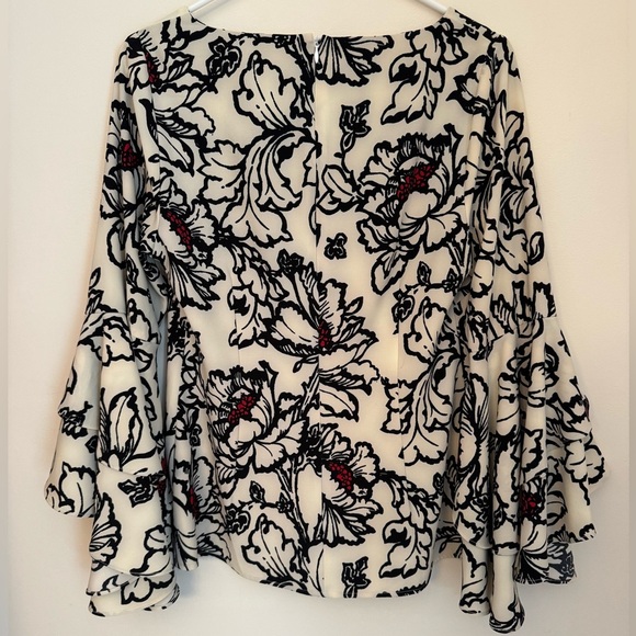 Julie Brown NYC Floral Blouse Size 6 Ruffled Bell Sleeves Boho Chic Romantic - Picture 7 of 8